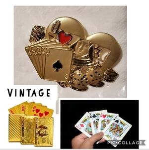 Lady luck cardshark ‎ enamel vintage brooch